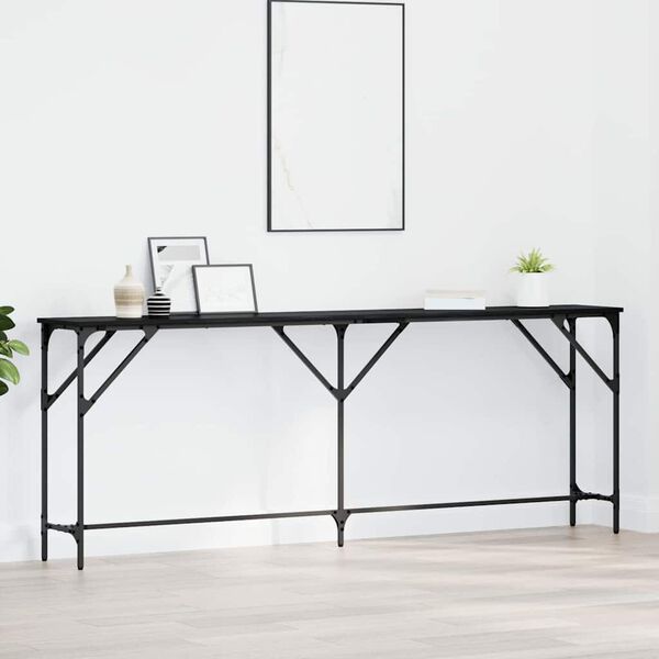 vidaXL Konsolentisch Schwarz Eichen-Optik 200 x 29 x 75 cm