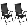 vidaXL Gartenst&uuml;hle Klappbar 2 Stk. Aluminium und Textilene Schwarz