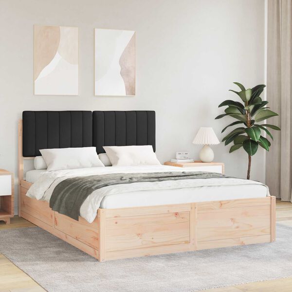 vidaXL Bettgestell mit gepolstertem Kopfteil Schwarz 135 x 190 cm