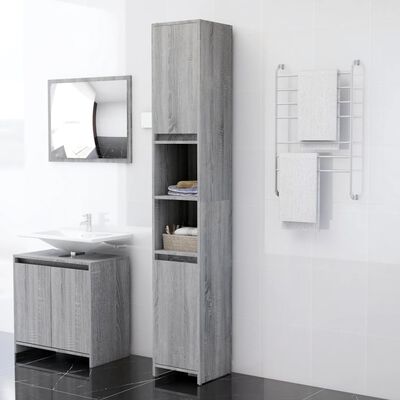 vidaXL Badezimmerschrank Grau Sonoma 30x30x183,5 cm Holzwerkstoff