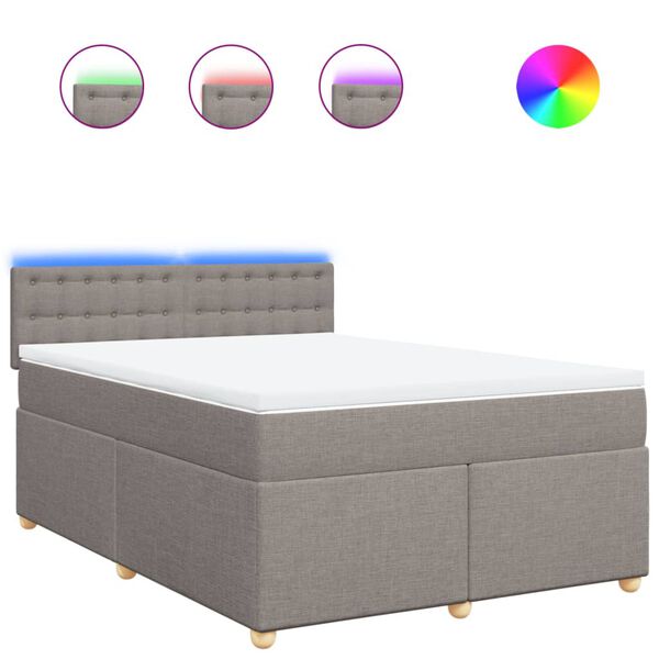 vidaXL Boxspringbett mit Matratze Taupe 160x200 cm Stoff