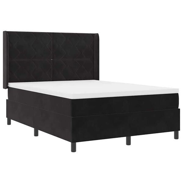 vidaXL Boxspringbett mit Matratze Schwarz 140 x 190 cm Samt