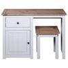 vidaXL 2-tlg. Schminktisch-Set Weiß Massivholz Panama-Kiefer