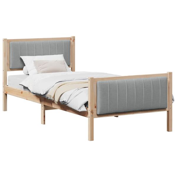 vidaXL Bettgestell Braun und hellgrau 90 x 190 cm Massivholz Kiefer