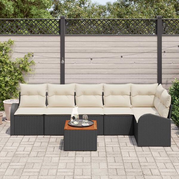 vidaXL Garten-Sofa-Set 7 pcs Schwarz und Wei&szlig;