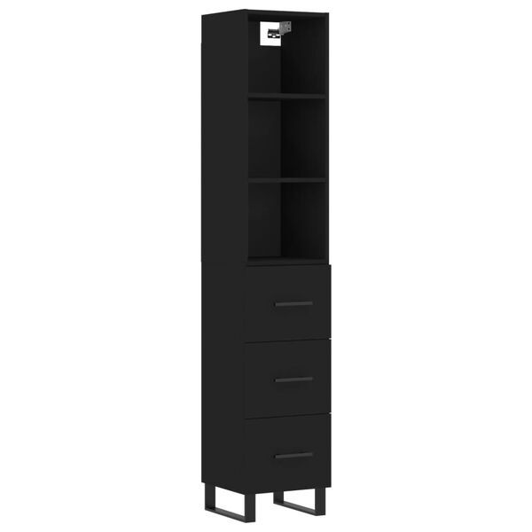 vidaXL Highboard Schwarz 34,5x34x180 cm Holzwerkstoff