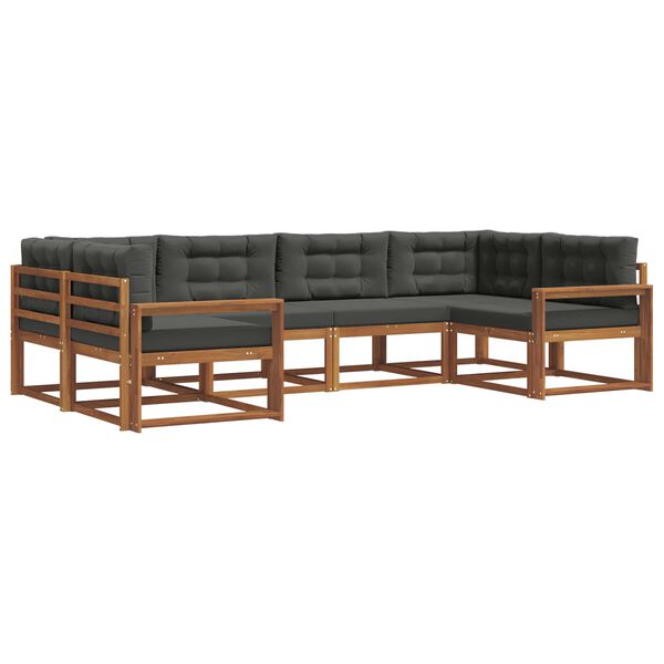 vidaXL Outdoor-Sofagarnitur mit Kissen 6 pcs Natur und Anthrazit
