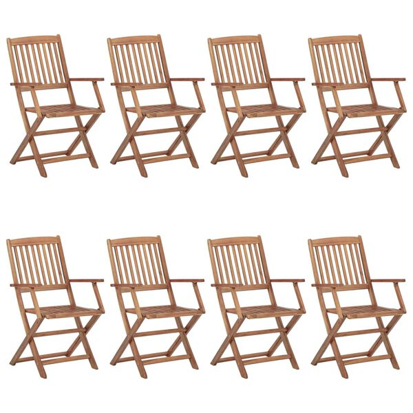 vidaXL Klappbare Gartenst&uuml;hle 8 Stk. mit Kissen Massivholz Akazie