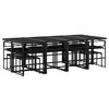 vidaXL 13-tlg. Garten-Essgruppe mit Kissen Schwarz Poly Rattan