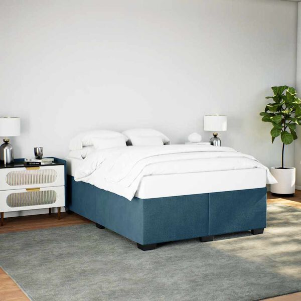 vidaXL Bettgestell Blau 140x190 cm Samt