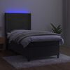 vidaXL Boxspringbett mit Matratze & LED Dunkelgrau 90x200 cm Samt