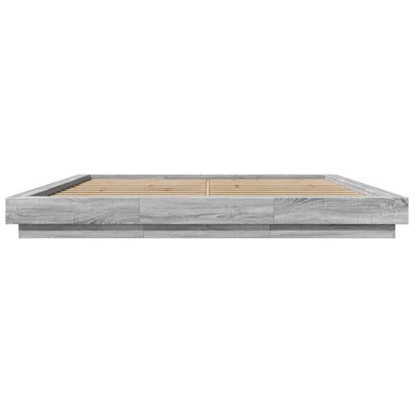 vidaXL Bettgestell Grau Sonoma 200x200 cm Holzwerkstoff