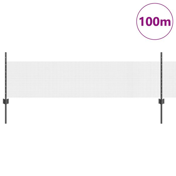 vidaXL Zaun mit Pfosten Grau 0,5 x 100 m Stahl und PVC