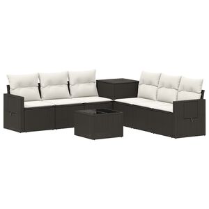 vidaXL Sofa Set 8 stk. Schwarz und Cremewei&szlig; Polyrattan und Stahl