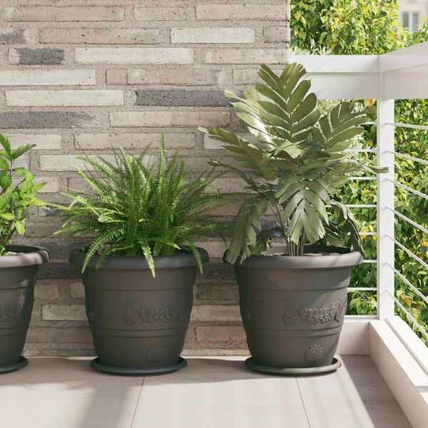 vidaXL Runder Blumentopf 24 pcs Schwarz &Oslash; 26 x 21,5 cm Kunststoff