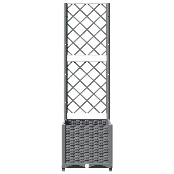 vidaXL Pflanzk&uuml;bel mit Rankgitter Hellgrau 40x40x136 cm PP