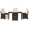 vidaXL Garten Essgruppe mit Kissen 5 pcs Braun Poly-Rattan