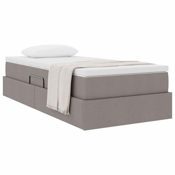vidaXL Aufbewahrungsbett mit Matratze Taupe 90 x 200 cm Polyester