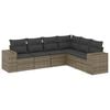 vidaXL 6-tlg. Garten-Sofagarnitur mit Kissen Grau Poly Rattan