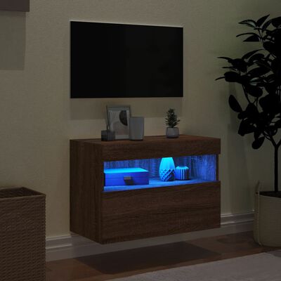 vidaXL TV-Wandschrank mit LED-Leuchten Braun Eichen-Optik 60x30x40 cm