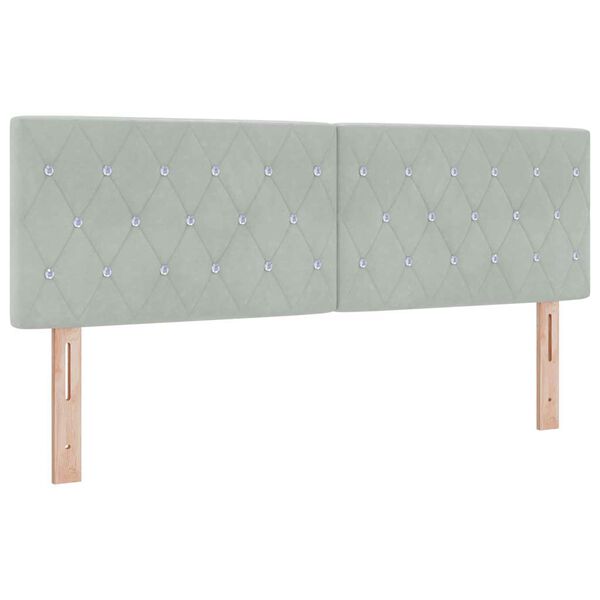 vidaXL Boxspringbett mit Matratze Hellgrau 140 x 190 cm Samt