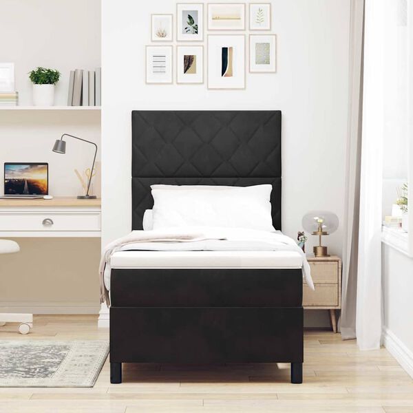 vidaXL Boxspringbett mit Matratze Schwarz 100 x 200 cm Stoff
