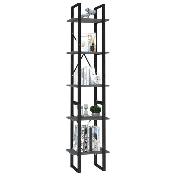 vidaXL B&uuml;cherregal 5 F&auml;cher Grau 40x30x175 cm Holzwerkstoff