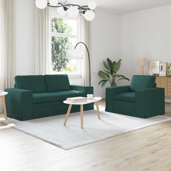 vidaXL Sofa 2 pcs Dunkelgr&uuml;n