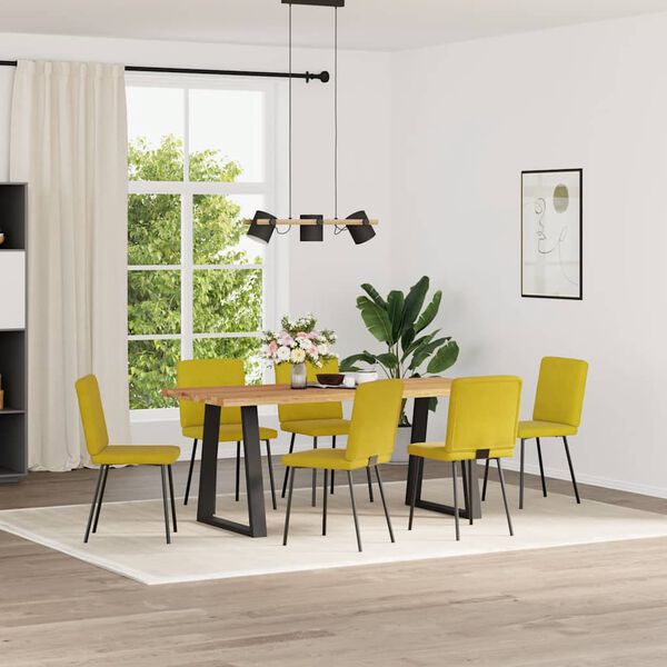 vidaXL Esszimmerst&uuml;hle 6 Stk. Gelb Samt