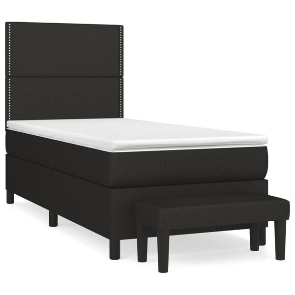 vidaXL Boxspringbett mit Matratze Schwarz 90x200 cm Stoff