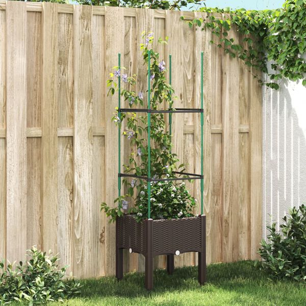 vidaXL Pflanzk&uuml;bel mit Rankgitter Braun 40x40x142,5 cm PP