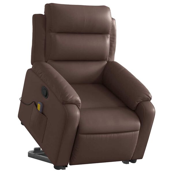 vidaXL Massagesessel mit Aufstehhilfe Braun Kunstleder