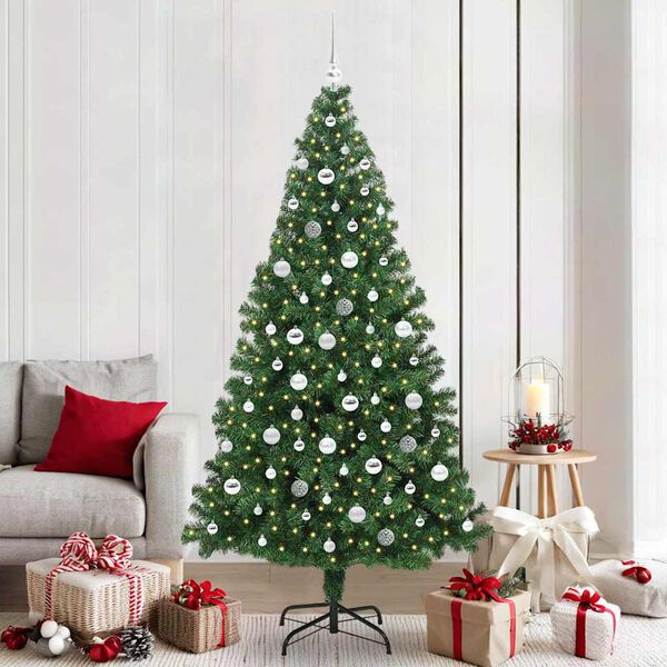 vidaXL K&uuml;nstlicher Weihnachtsbaum mit 300 LEDs mit St&auml;nder Gr&uuml;n 210 cm