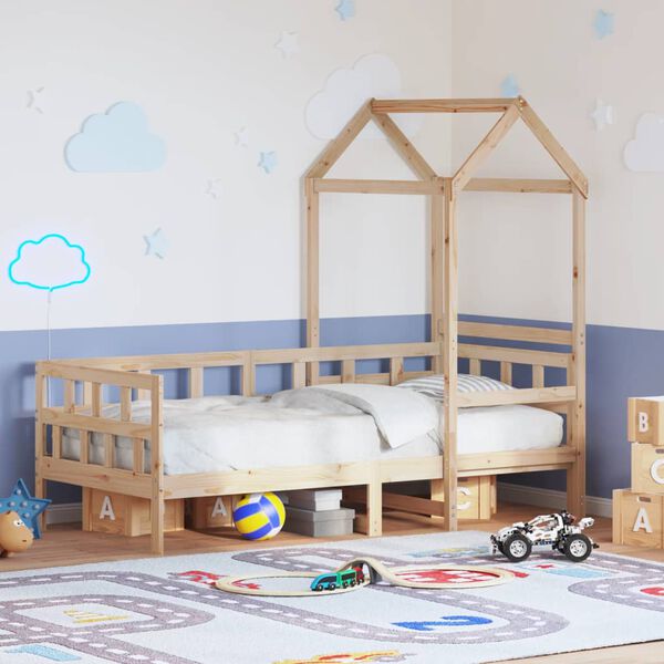 vidaXL Tagesbett mit Dach 90x200 cm Massivholz Kiefer