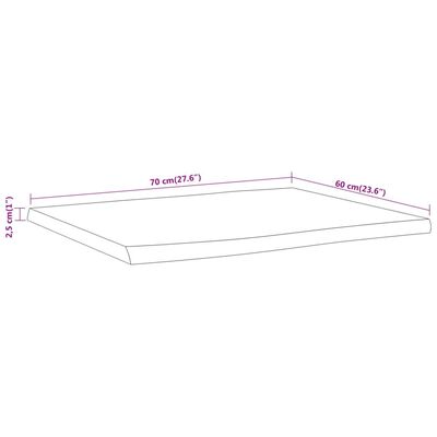 vidaXL Tischplatte 70x60x2,5cm Rechteckig Massivholz Akazie Naturkante