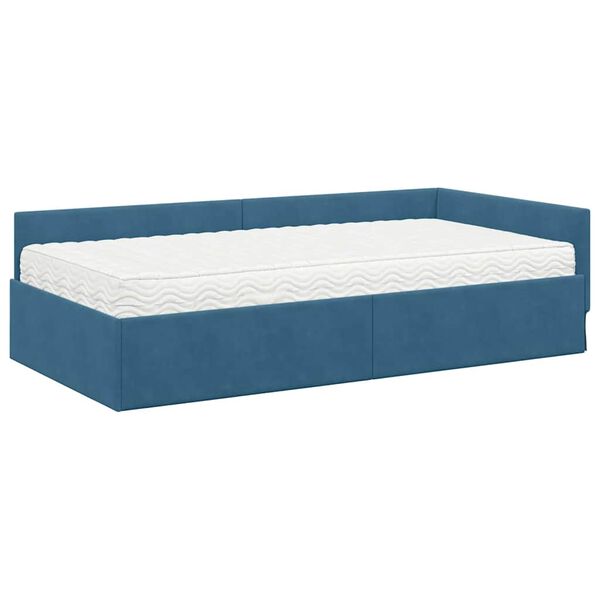 vidaXL Eckbettgestell mit Matratze Sonstiges 2 pcs Blau Samt