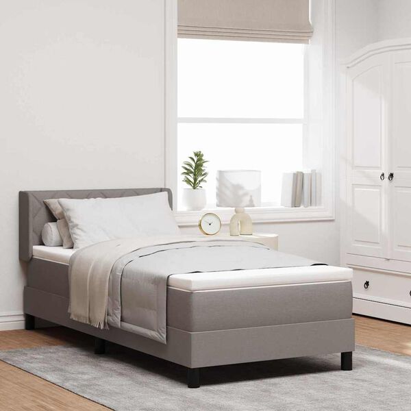 vidaXL Boxspringbett mit Matratze Taupe 200 x 90 cm Polyester