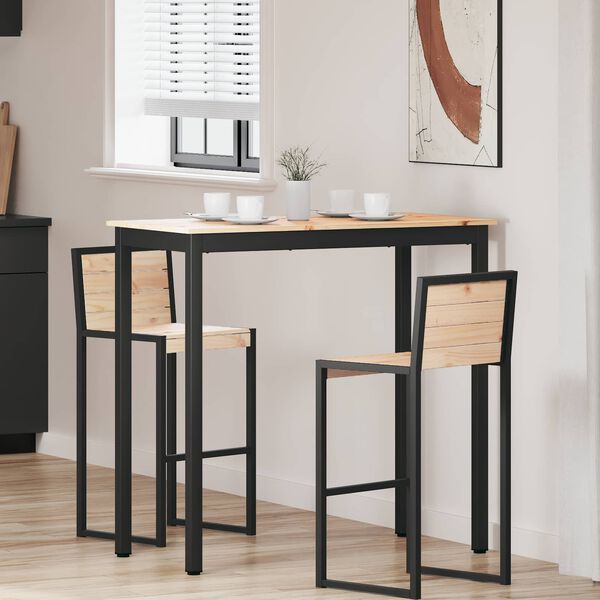 vidaXL Bartisch Natur 110 x 55 x 105 cm Massives Kiefernholz