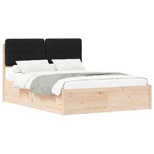 vidaXL Bettgestell mit gepolstertem Kopfteil Schwarz 150 x 200 cm