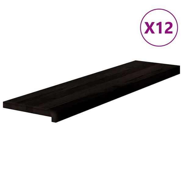 vidaXL Treppenstufen 12 Stk. Dunkelbraun 100x25x2 cm Massivholz Eiche