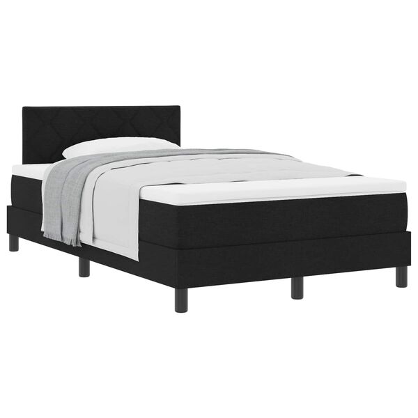 vidaXL Boxspringbett mit Matratze Schwarz 120 x 200 cm Stoff
