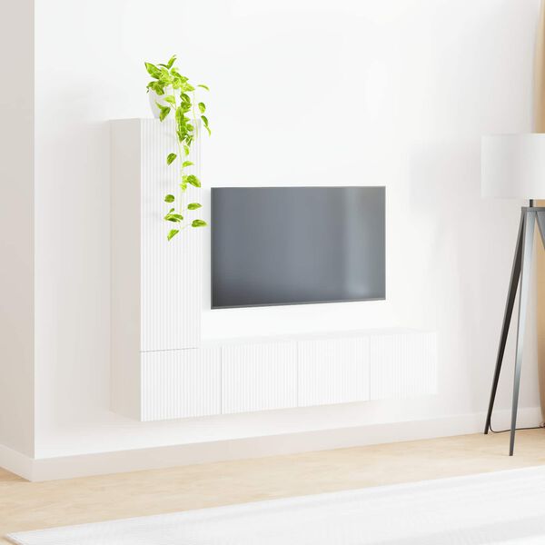 vidaXL TV-Schrankset Wandmontiert 3 pcs Wei&szlig; Holzwerkstoff