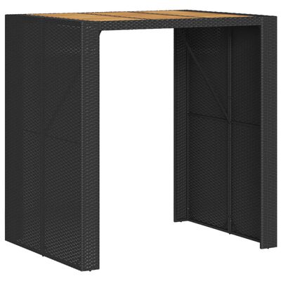 vidaXL Garten-Bartisch mit Holzplatte Schwarz 105x80x110 cm Polyrattan