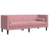 vidaXL 3-tlg. Chesterfield-Sofa-Set mit Nackenrollen Rosa Samt