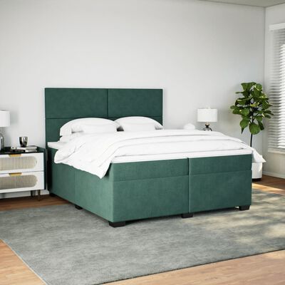 vidaXL Boxspringbett mit Matratze Dunkelgrün 200x200 cm Samt