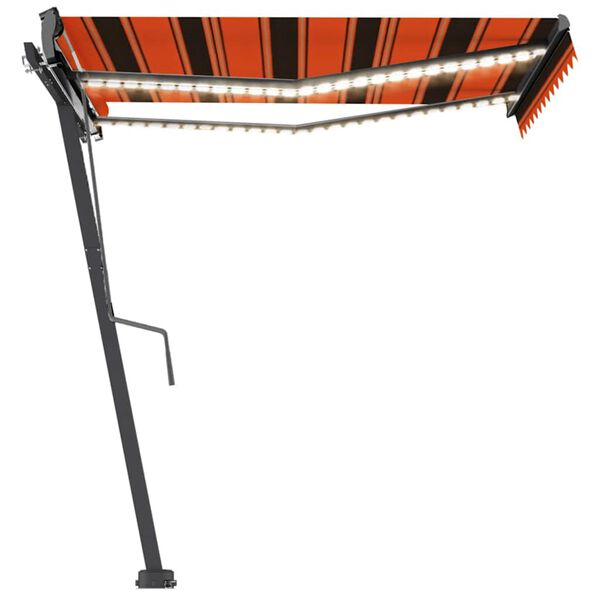 vidaXL Markise Manuell Einziehbar mit LED 300x250 cm Orange und Braun