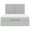 vidaXL Ottoman-Bett mit Matratzen & LEDs Hellgrau 140x190 cm Samt