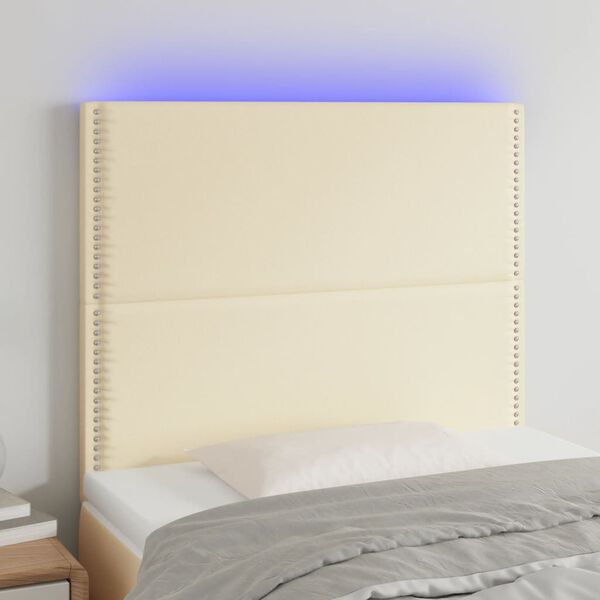 vidaXL LED Kopfteil Creme 80x5x118/128 cm Kunstleder