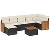 vidaXL 8-tlg. Garten-Sofagarnitur mit Kissen Schwarz Poly Rattan
