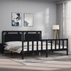 vidaXL Massivholzbett mit Kopfteil Schwarz 200x200 cm